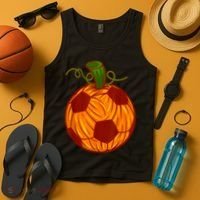 Funny Pumpkin Soccer Ball Halloween Tank Top thumb 4