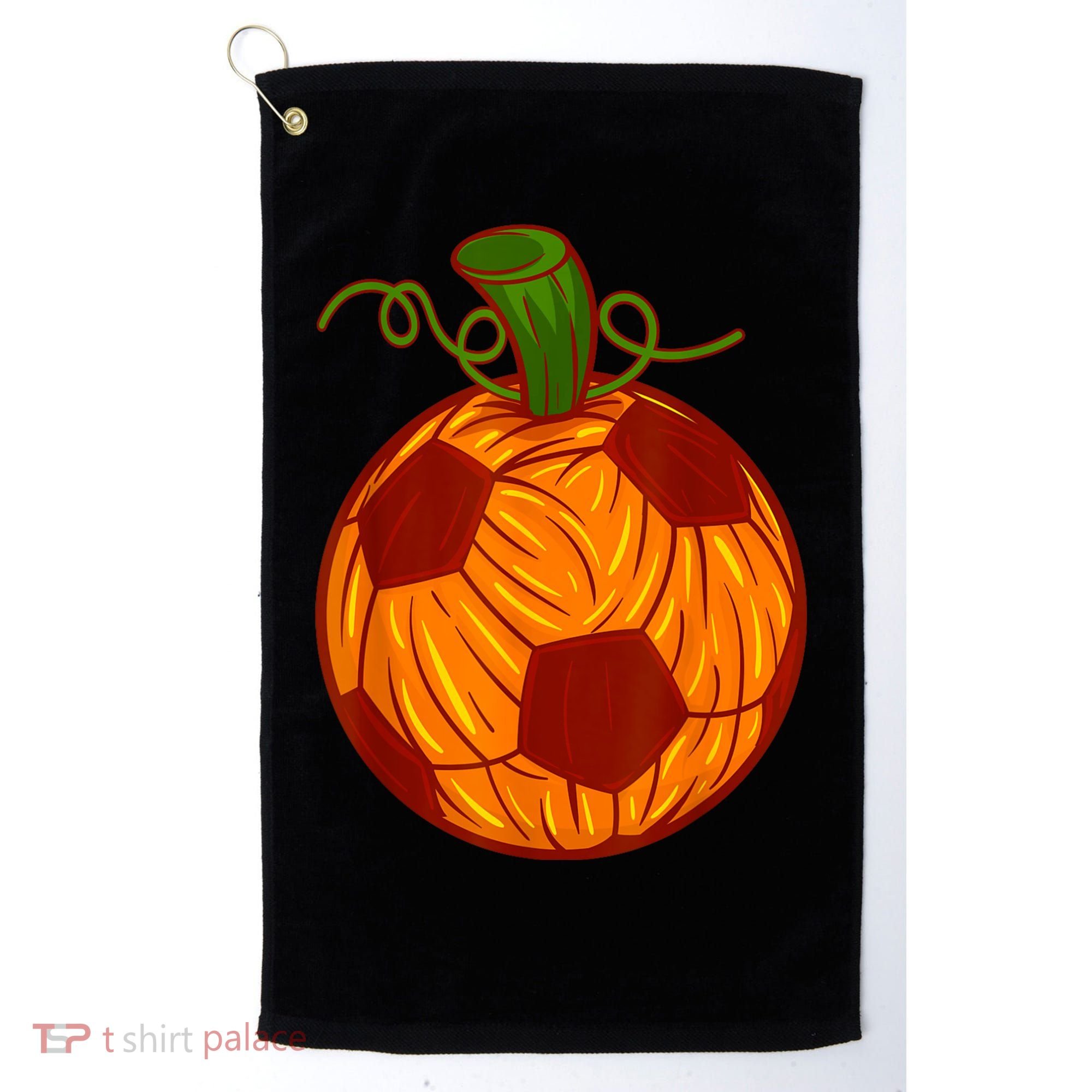 Funny Pumpkin Soccer Ball Halloween Golf Towel