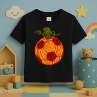 Funny Pumpkin Soccer Ball Halloween Toddler T-Shirt thumb 3