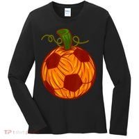 Funny Pumpkin Soccer Ball Halloween Women's Long Sleeve Shirt thumb 0