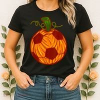 Funny Pumpkin Soccer Ball Halloween Women's T-Shirt thumb 2