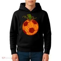 Funny Pumpkin Soccer Ball Halloween Kids Hoodie thumb 4