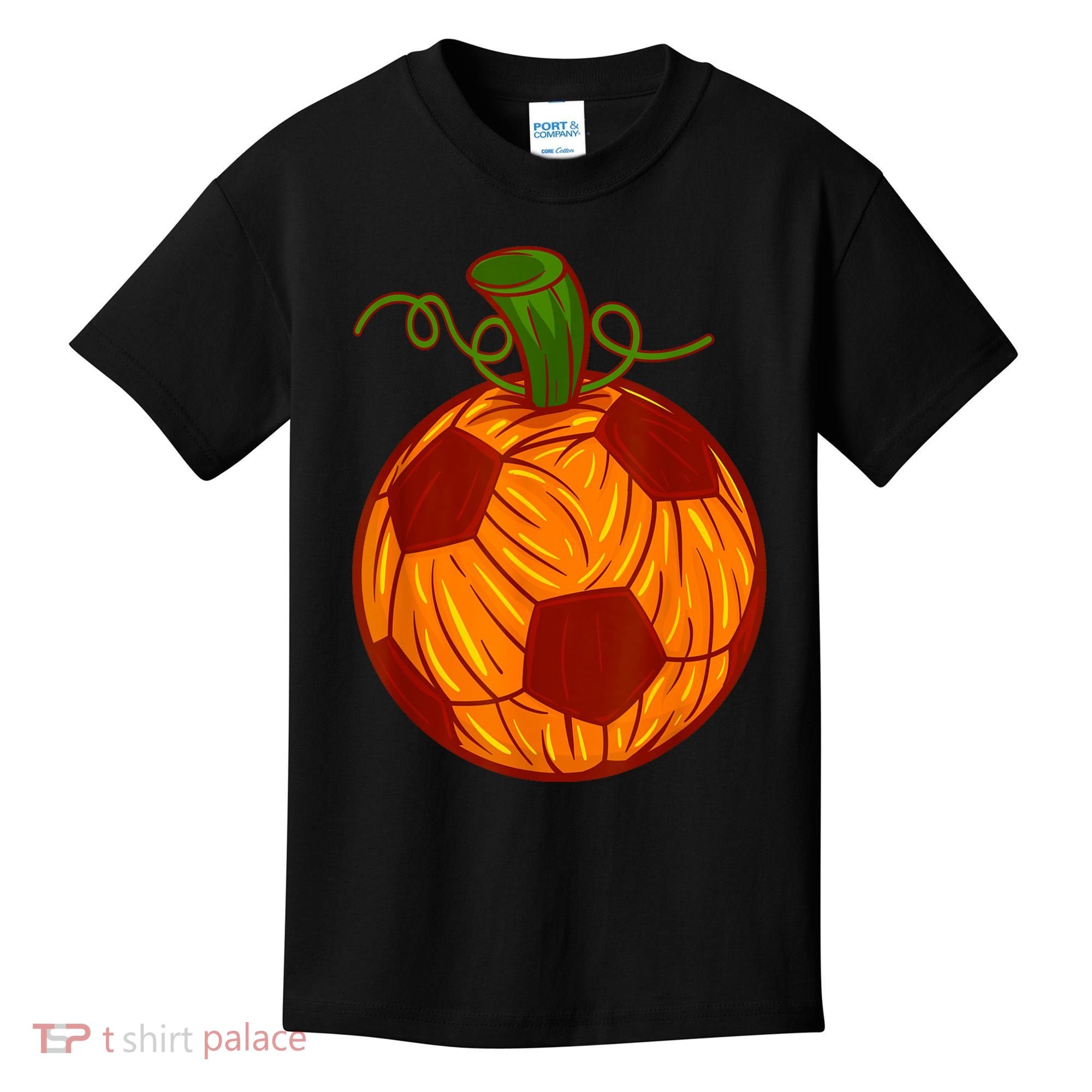Funny Pumpkin Soccer Ball Halloween Kids T-Shirt
