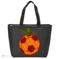 Funny Pumpkin Soccer Ball Halloween Tote Bag thumb 0