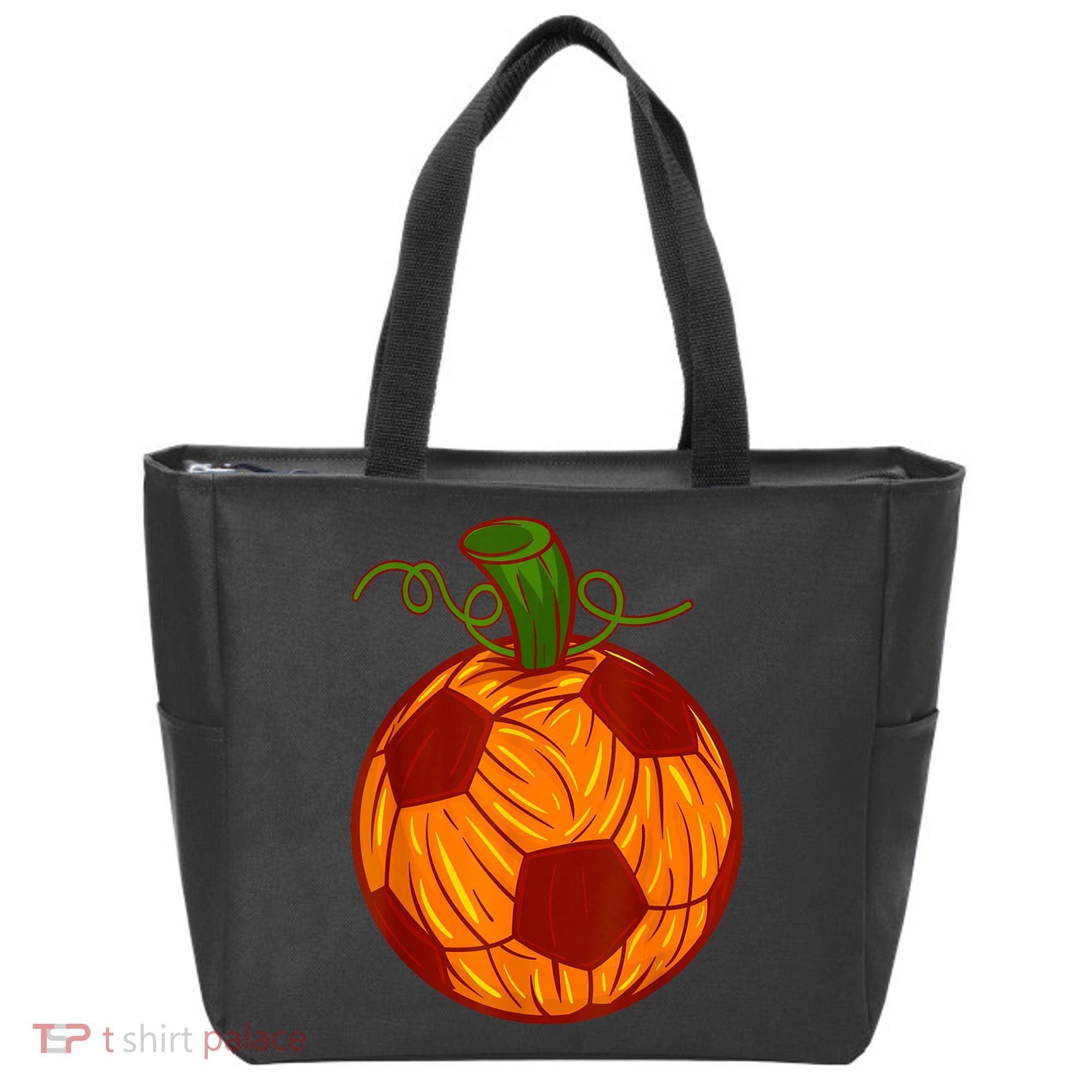 Funny Pumpkin Soccer Ball Halloween Tote Bag