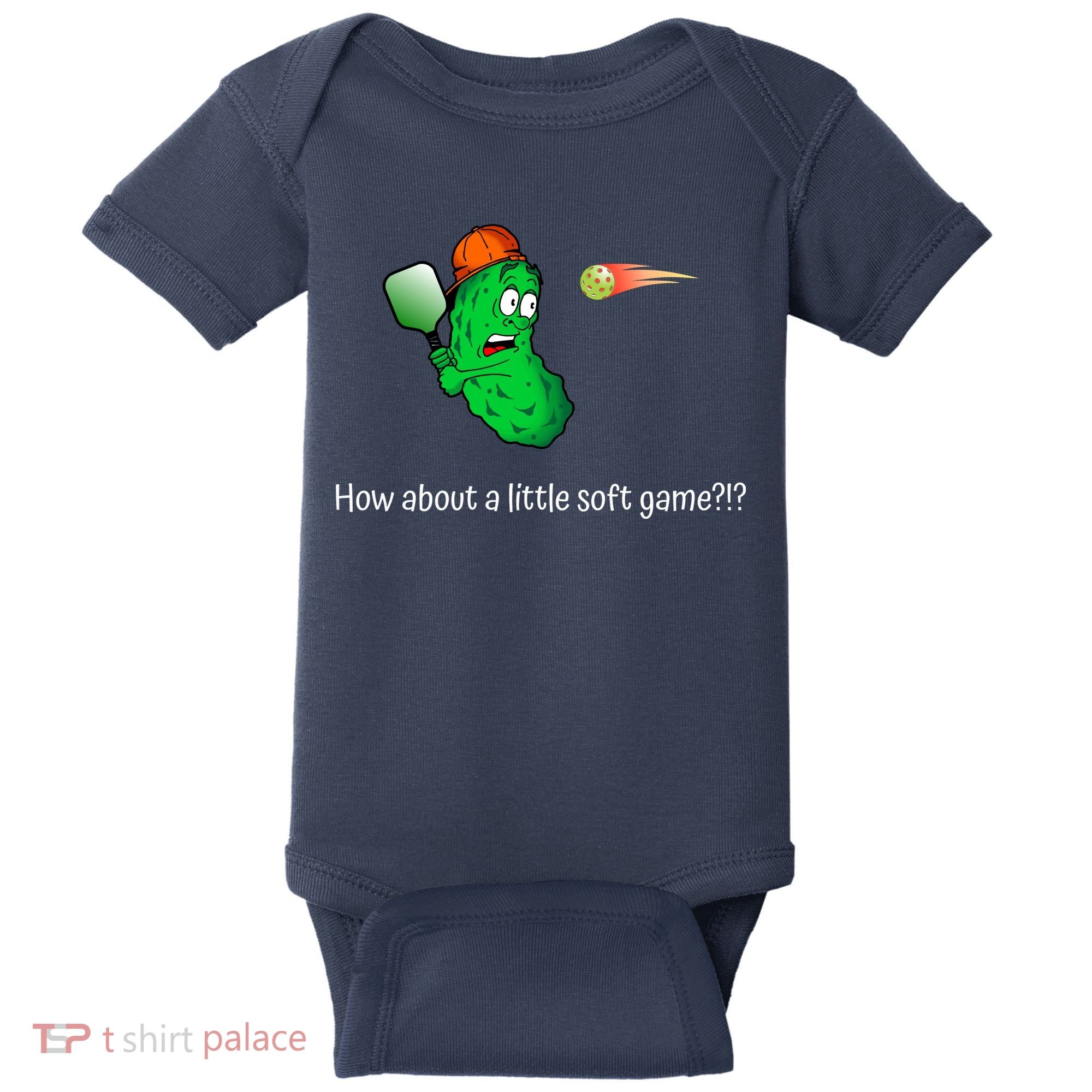 Fun Pickleball, Soft Game, Scared Pickle Baby Bodysuit