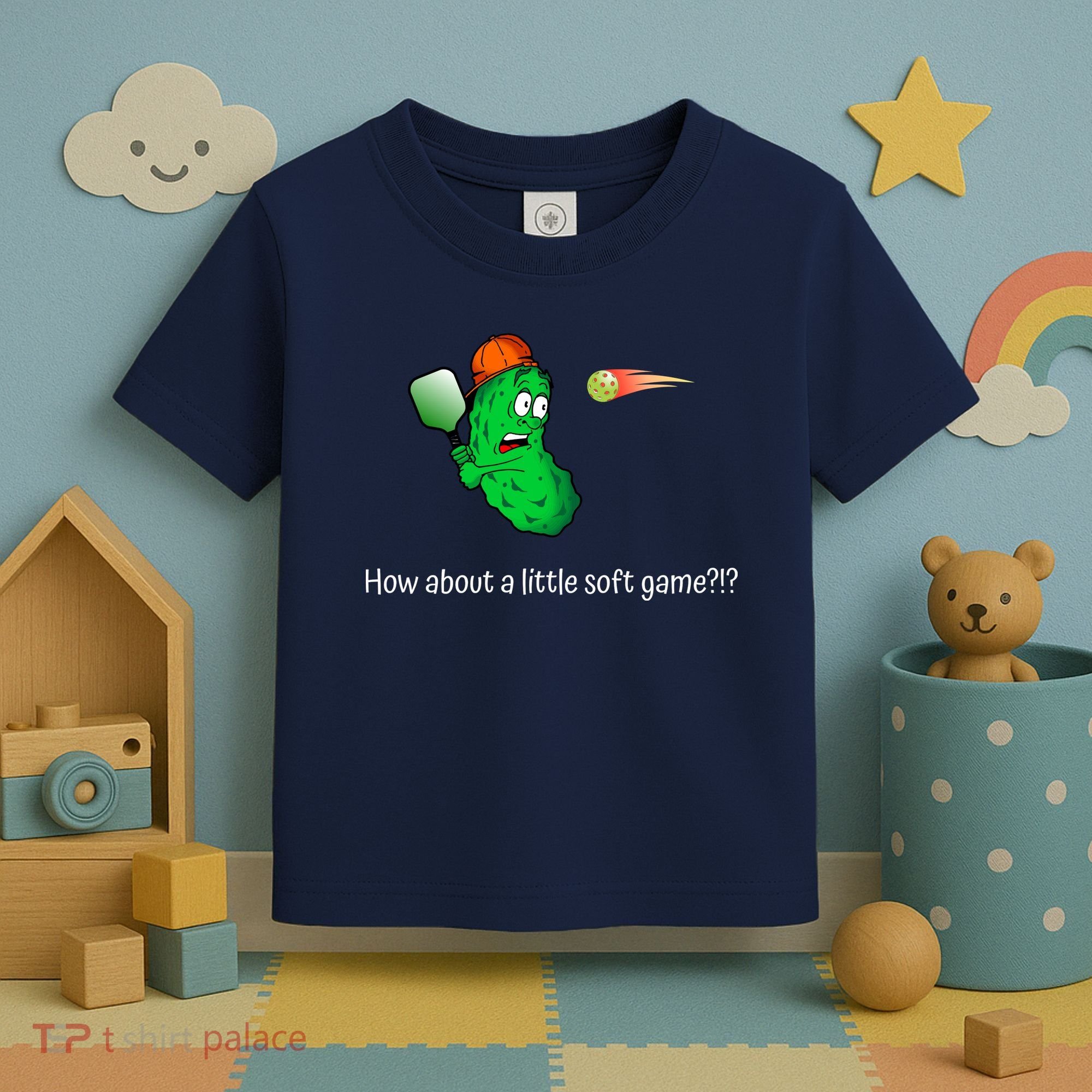 Fun Pickleball, Soft Game, Scared Pickle Toddler T-Shirt