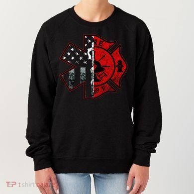 Firefighter Paramedic Symbol American Flag Fireman Fire Women's Sweatshirt