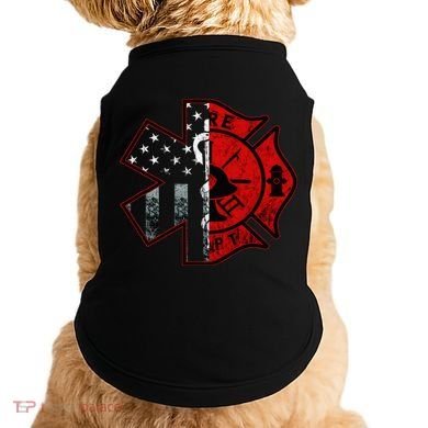 Firefighter Paramedic Symbol American Flag Fireman Fire Doggie Tank