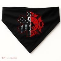 Firefighter Paramedic Symbol American Flag Fireman Fire USA-Made Doggie Bandana thumb 0