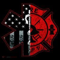 Firefighter Paramedic Symbol American Flag Fireman Fire USA-Made Doggie Bandana thumb 2