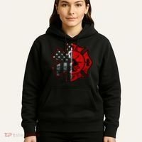 Firefighter Paramedic Symbol American Flag Fireman Fire Hoodie thumb 5