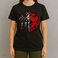 Firefighter Paramedic Symbol American Flag Fireman Fire T-Shirt thumb 4