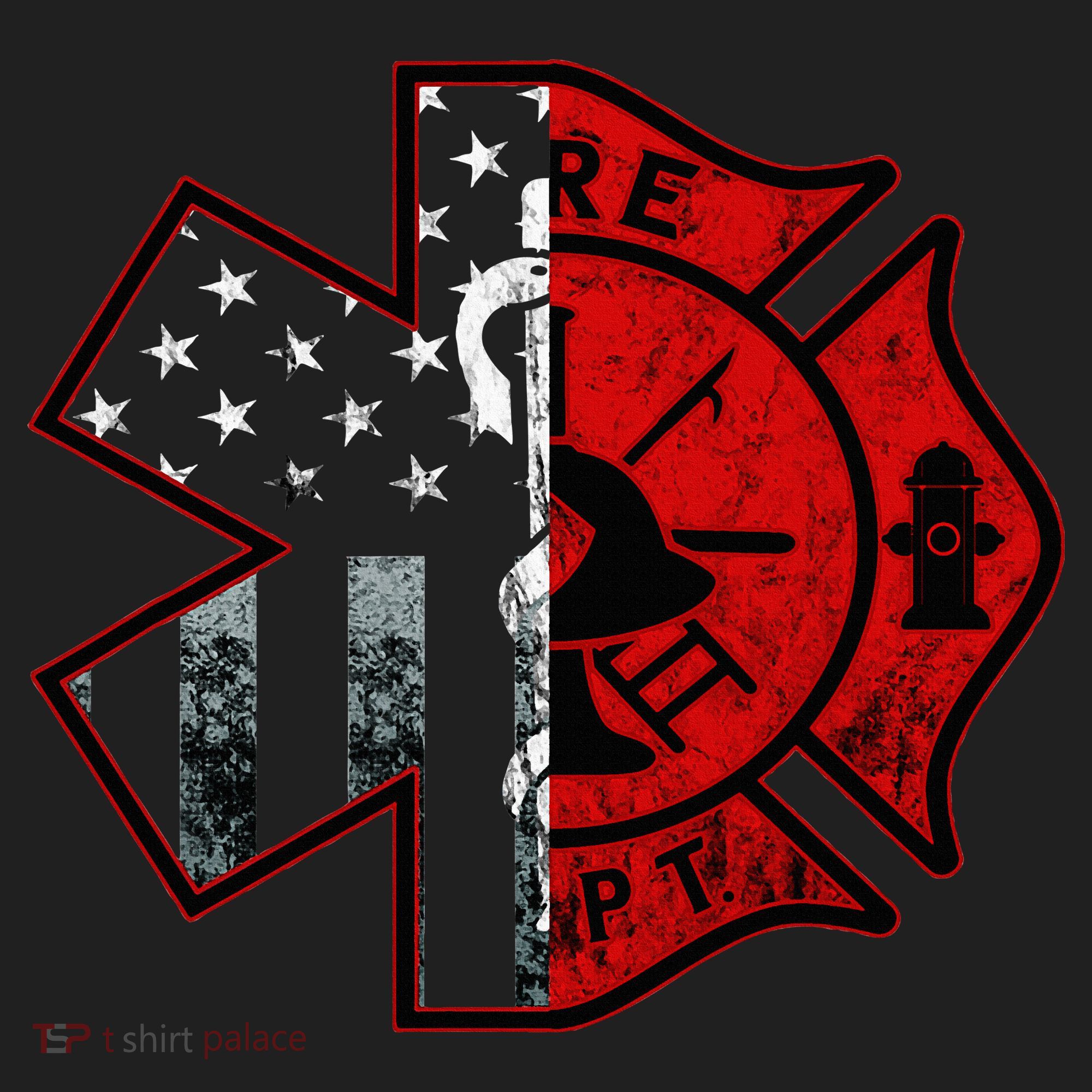 Firefighter Paramedic Symbol American Flag Fireman Fire Beanie