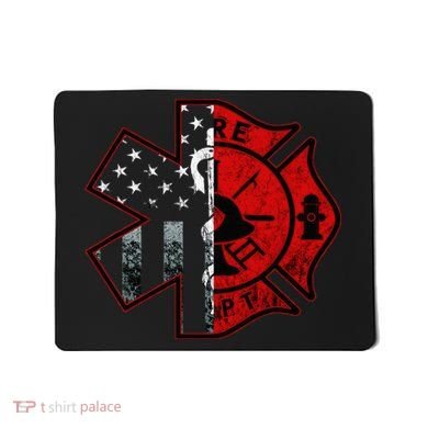 Firefighter Paramedic Symbol American Flag Fireman Fire Mousepad