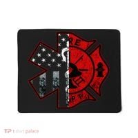 Firefighter Paramedic Symbol American Flag Fireman Fire Mousepad thumb 0
