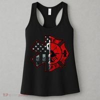 Firefighter Paramedic Symbol American Flag Fireman Fire Women's Tank Top thumb 3