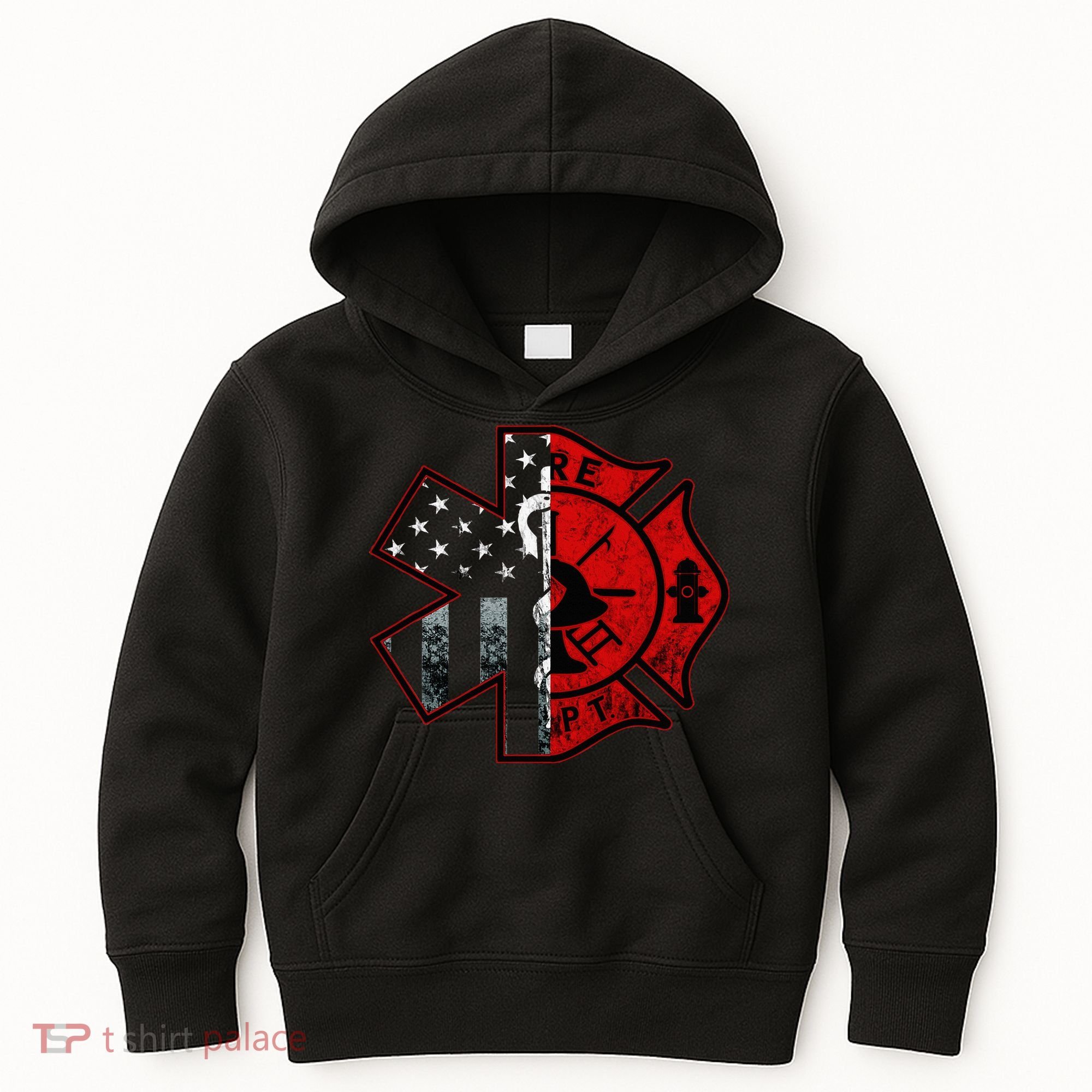 Firefighter Paramedic Symbol American Flag Fireman Fire Kids Hoodie