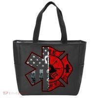 Firefighter Paramedic Symbol American Flag Fireman Fire Tote Bag thumb 0