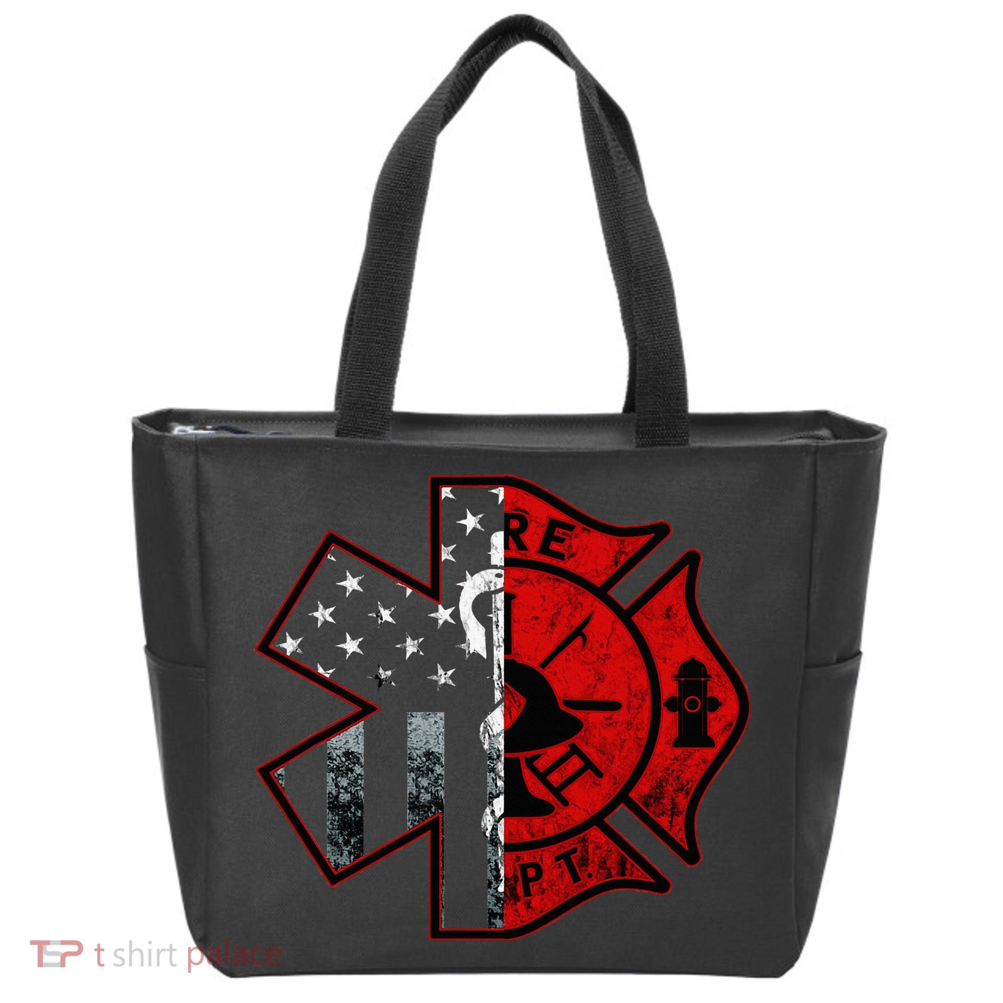 Firefighter Paramedic Symbol American Flag Fireman Fire Tote Bag