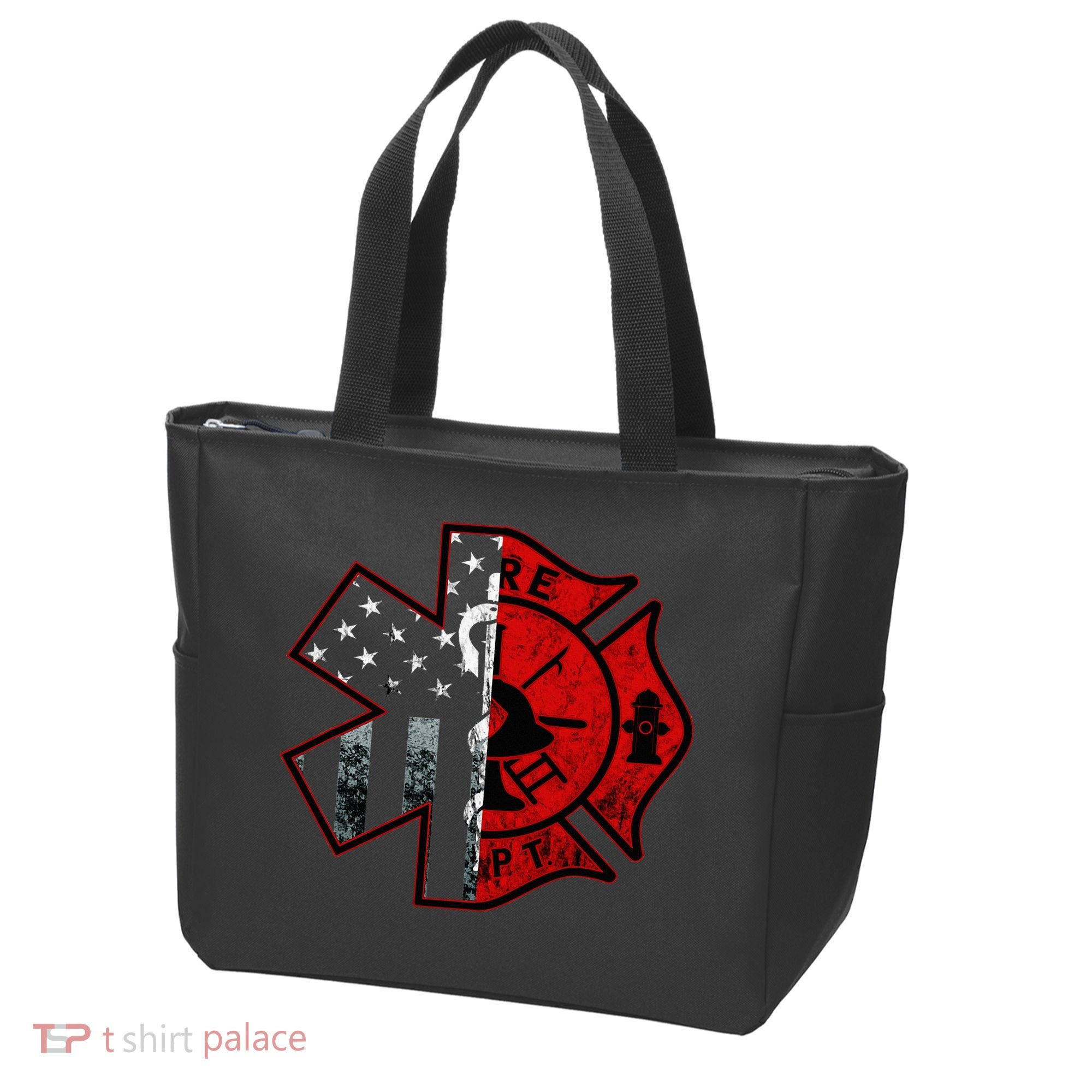 Firefighter Paramedic Symbol American Flag Fireman Fire Tote Bag