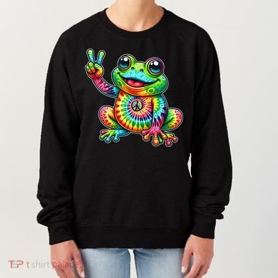 Frog Peace Sign Tie Dye Hippie Women's Sweatshirt