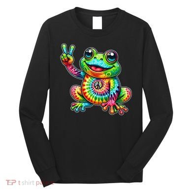 Frog Peace Sign Tie Dye Hippie Long Sleeve Shirt