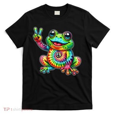 Frog Peace Sign Tie Dye Hippie T-Shirt
