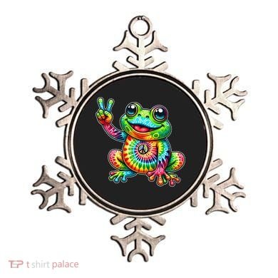 Frog Peace Sign Tie Dye Hippie Ornament