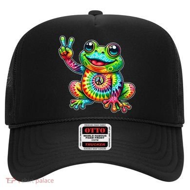 Frog Peace Sign Tie Dye Hippie Hat