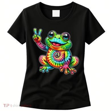 Frog Peace Sign Tie Dye Hippie Women's T-Shirt