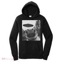 Funny Pug Selfie With Ufo Women's Hoodie thumb 0