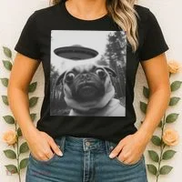 Funny Pug Selfie With Ufo Women's T-Shirt thumb 2