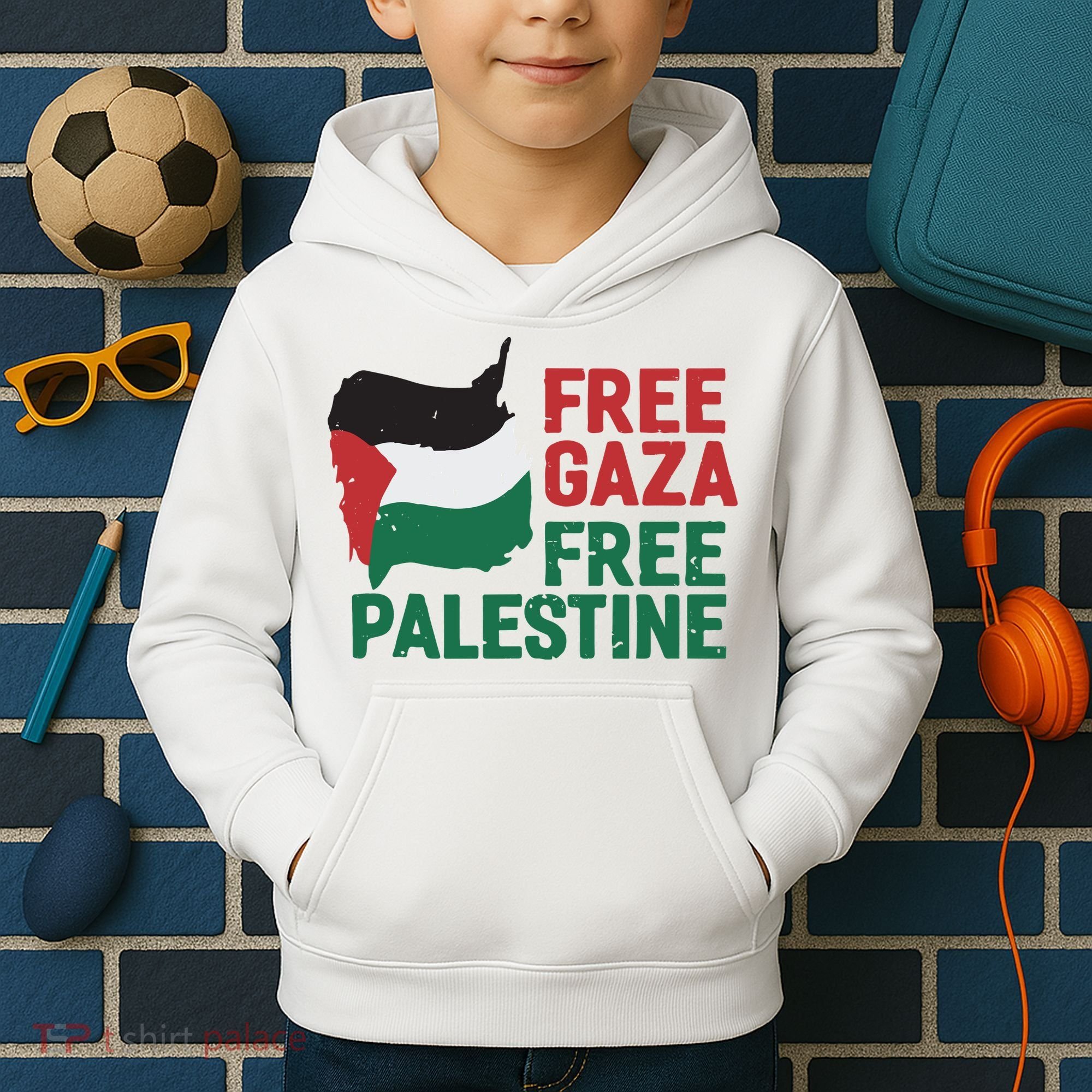 Free Palestine Stand With Palestine Activist Equality Kids Hoodie