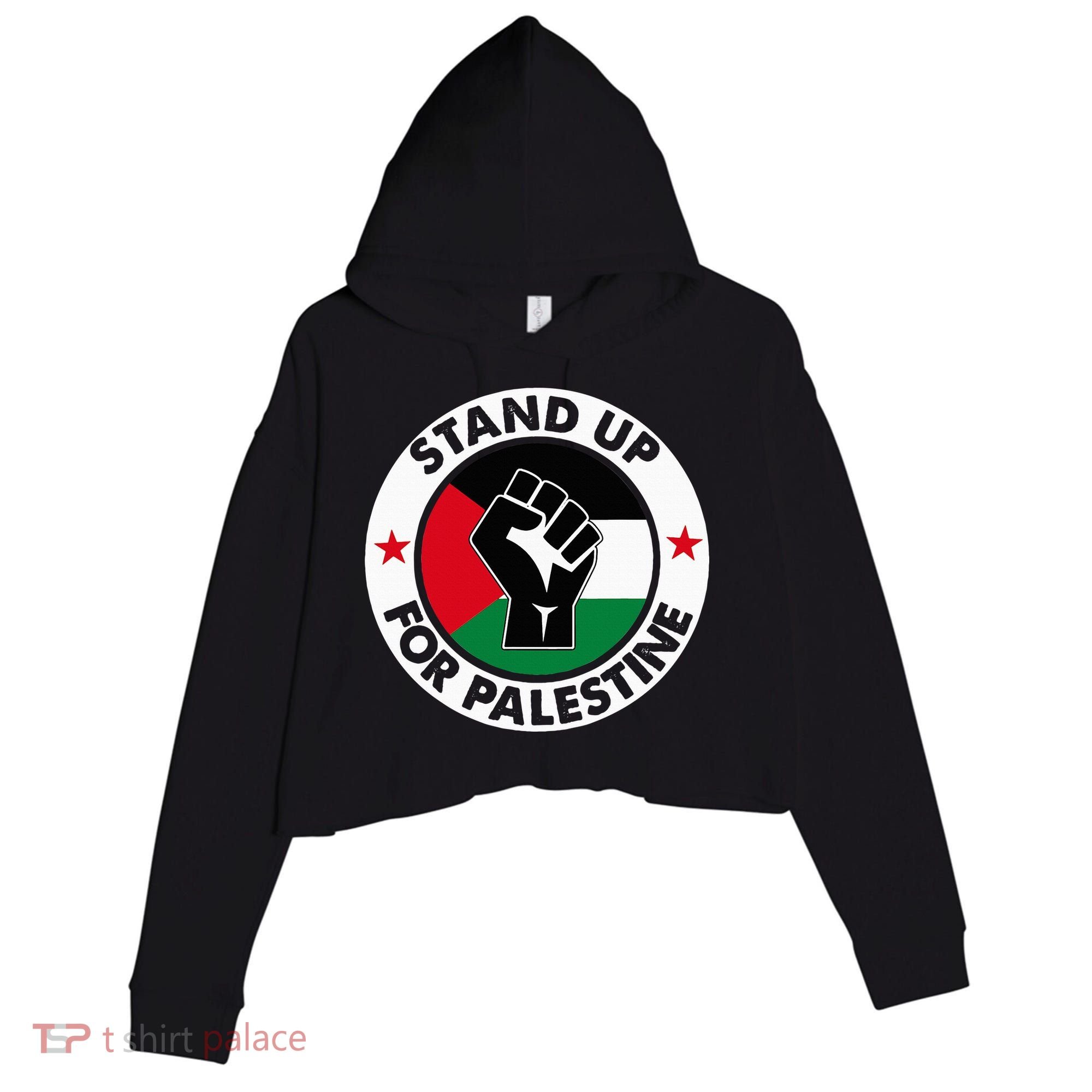 Free Palestine Stand up For Palestine Crop Fleece Hoodie