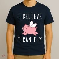 Flying Pig Shirts When Pigs Fly I Believe I Can Fly T-Shirt thumb 3