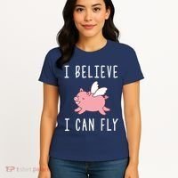 Flying Pig Shirts When Pigs Fly I Believe I Can Fly Women's T-Shirt thumb 4