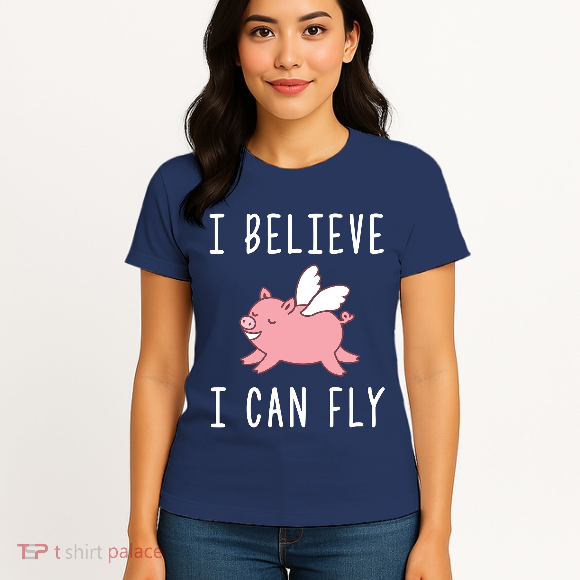 Flying Pig Shirts When Pigs Fly I Believe I Can Fly Women's T-Shirt