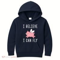 Flying Pig Shirts When Pigs Fly I Believe I Can Fly Kids Hoodie thumb 0