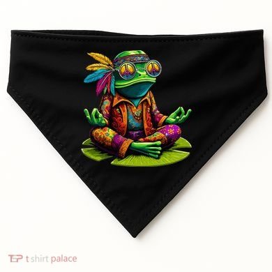 Frog Peace Sign Hippie Frog USA-Made Doggie Bandana