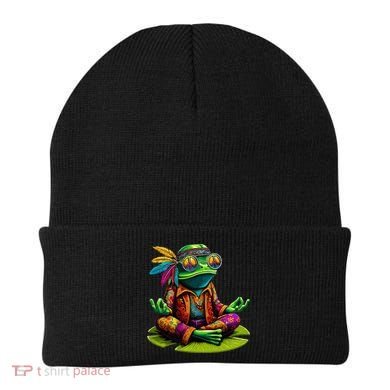 Frog Peace Sign Hippie Frog Beanie