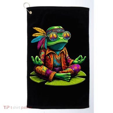 Frog Peace Sign Hippie Frog Golf Towel