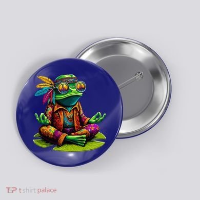 Frog Peace Sign Hippie Frog Button