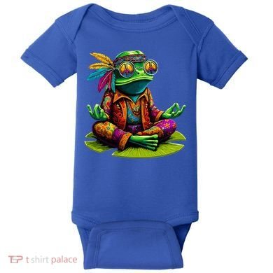 Frog Peace Sign Hippie Frog Baby Bodysuit