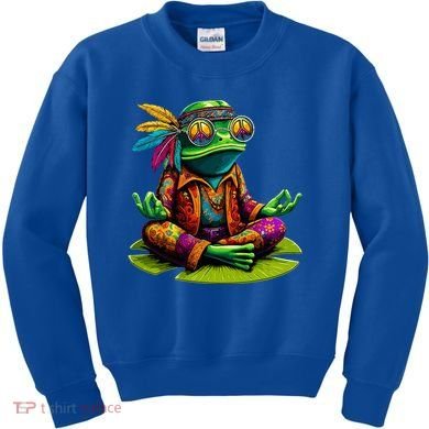 Frog Peace Sign Hippie Frog Kids Sweatshirt