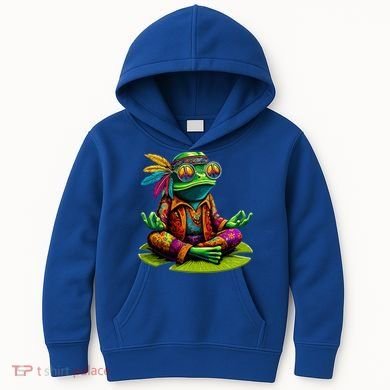 Frog Peace Sign Hippie Frog Kids Hoodie
