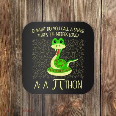 Funny Python Snake Pi Day Coaster