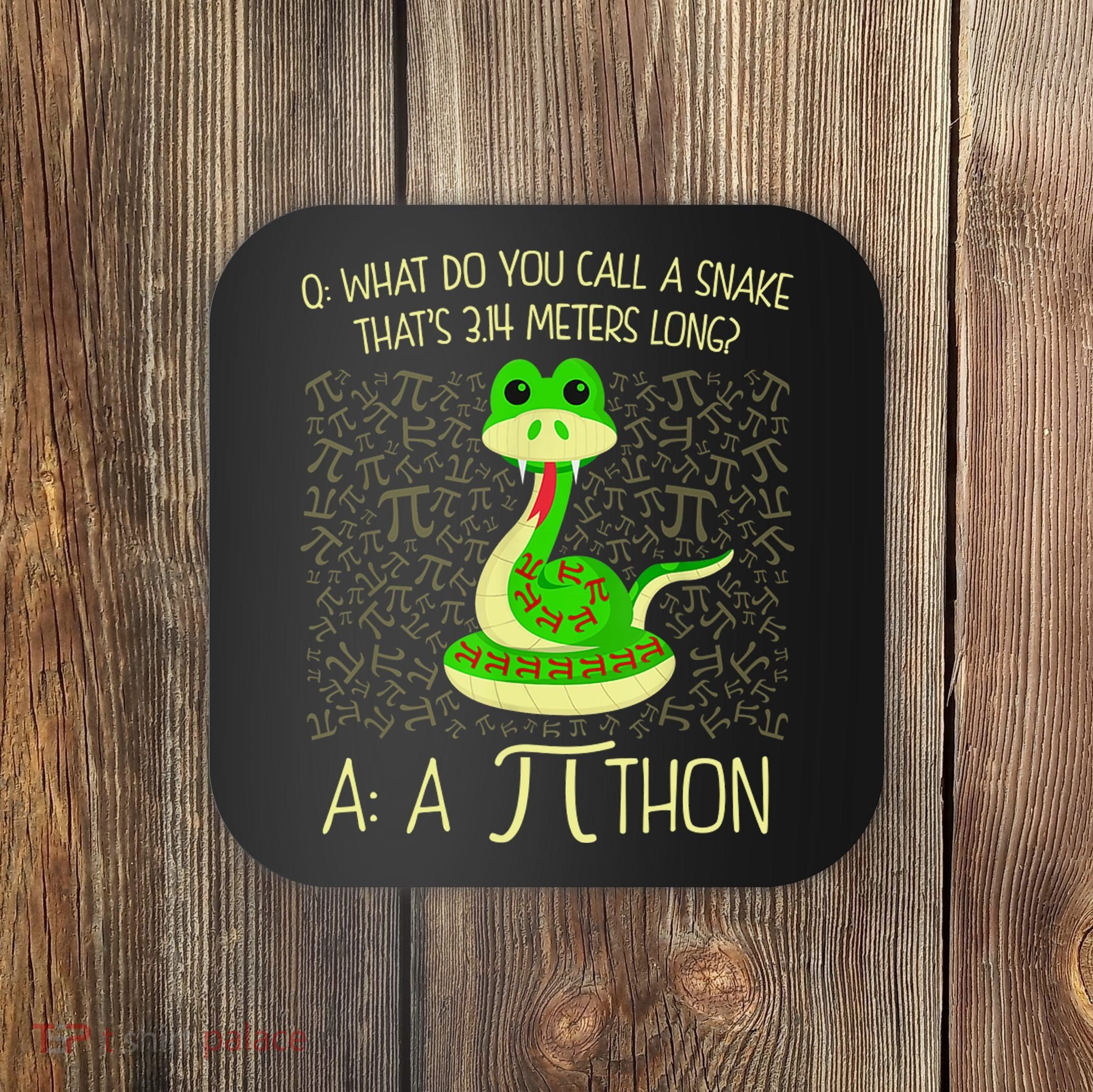 Funny Python Snake Pi Day Coaster