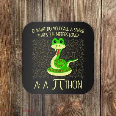 Funny Python Snake Pi Day Coaster