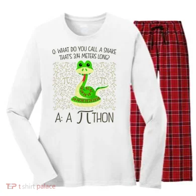 Funny Python Snake Pi Day Women's Long Sleeve Flannel Pajama Set